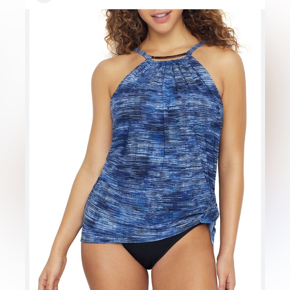 Magicsuit by Miraclesuit Womens  10 Navy Blue Jean Parker Swimdress One-Piece